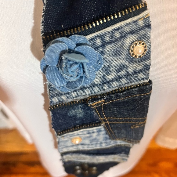 Denim tie necklace with lovely Accents - Picture 3 of 5